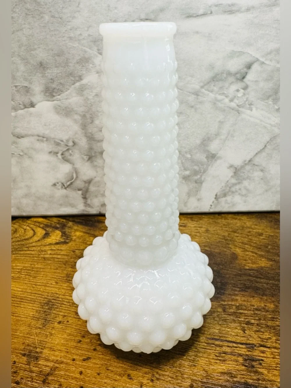 Vintage White Milk Glass Hobnail Bud Vase Fenton Style Cottagecore Decor